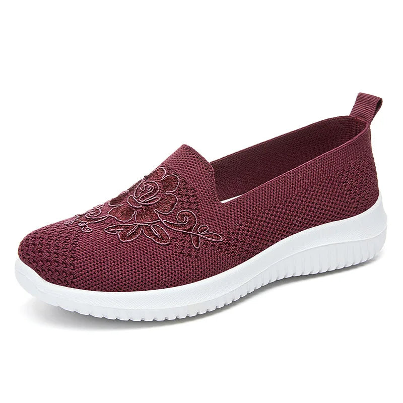 Baskets Slip-on en maille respirante Motif Surpiqûre Florale