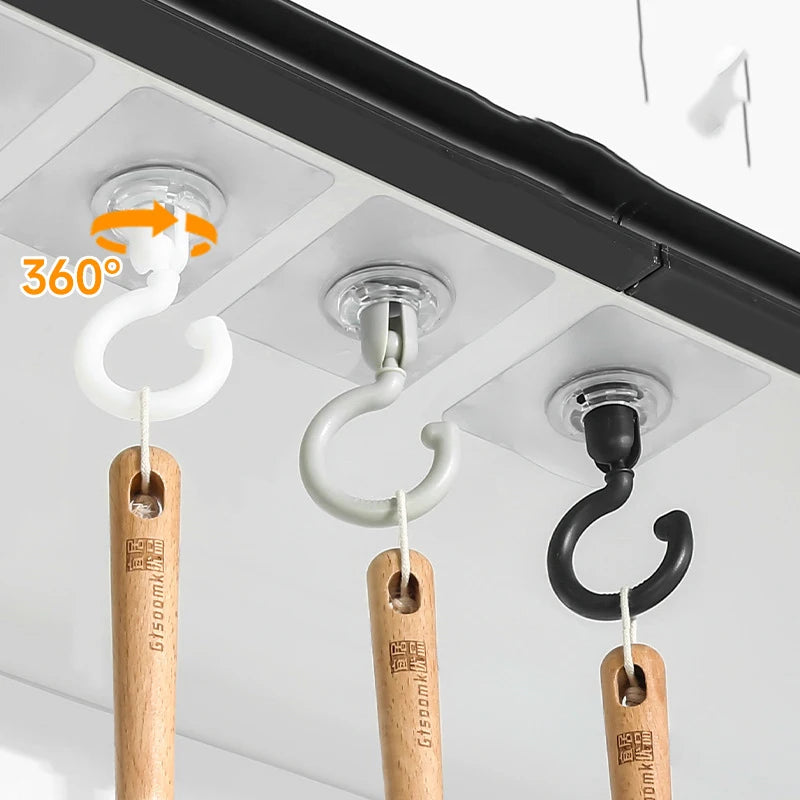 Crochets Adhésifs Pivotants 360° – Lot de 10
