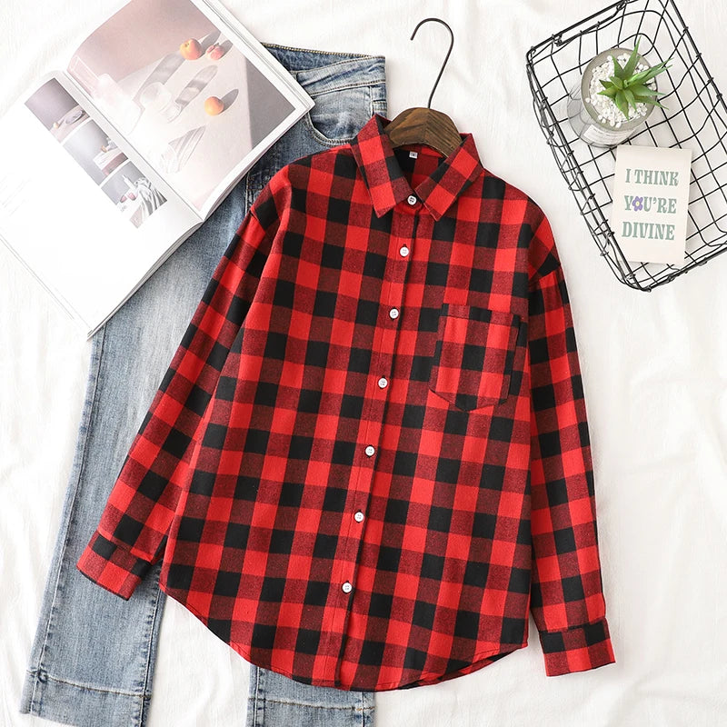 Chemise à Carreaux en Flanelle Douce – Femme