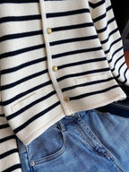 Cardigan à rayures à col rond pour femmes