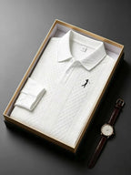 Polo Homme Milano Italia à Manches Longues – Maille Jacquard Texturée, Pull Décontracté Chic pour Golf et Loisirs