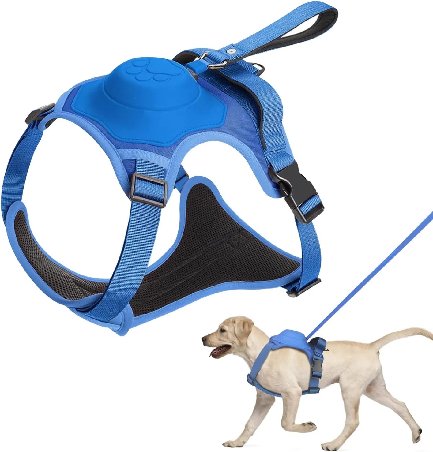 Dog harness with integrated retractable leash