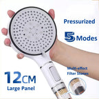 Pommeau de douche haute pression 5 modes avec arrêt — filtre billes minérales anti-chlore