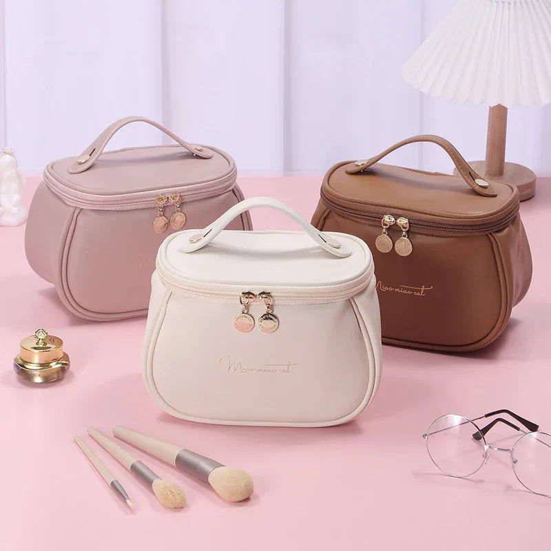 Trousse de Toilette en Cuir PU - Praticité & Grande Capacité