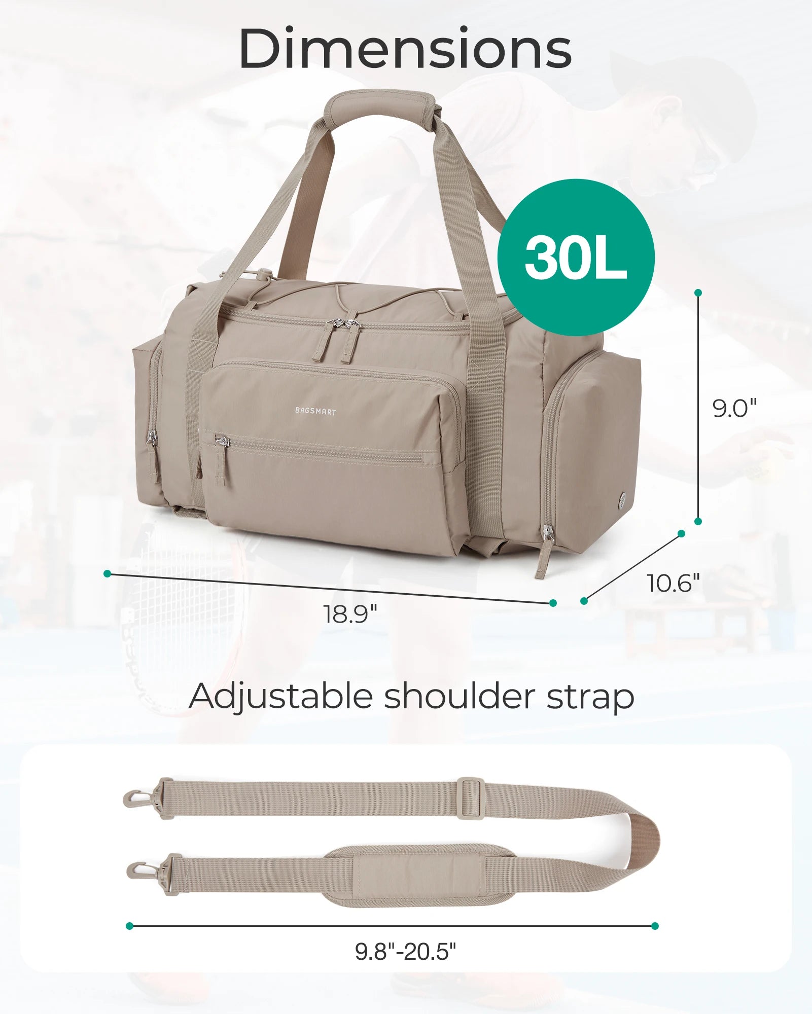 Sac de Voyage 3 en 1 - Grande Capacité 30L