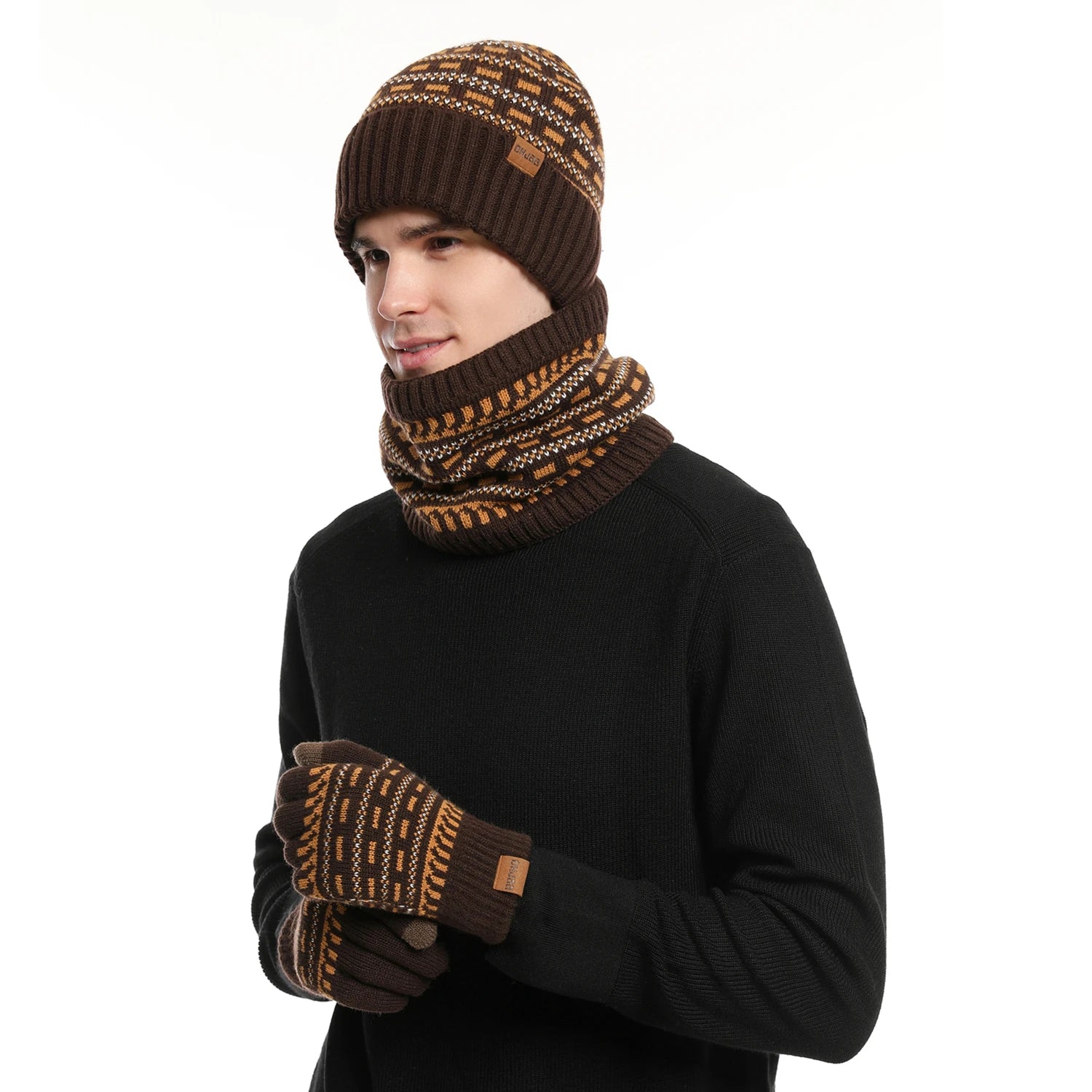 Ensemble d'hiver 3 pièces - Gants + Cache cou + Bonnet - Homme