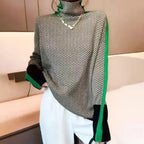 Pull Col Roulé à Motif Géométrique - Femme