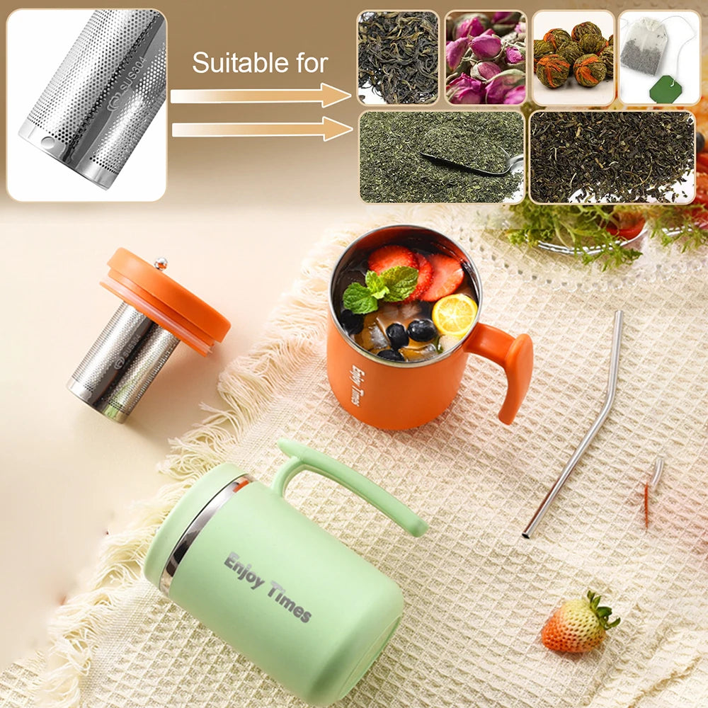 Tasse Isotherme Portable à Thé avec Filtre en Acier + Paille OFFERTE