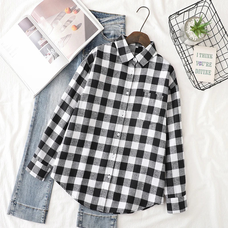Chemise à Carreaux en Flanelle Douce – Femme