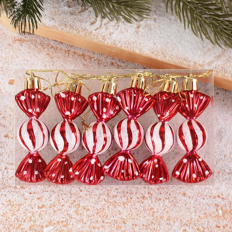 Lot de 6 Suspensions Bonbons de Noël