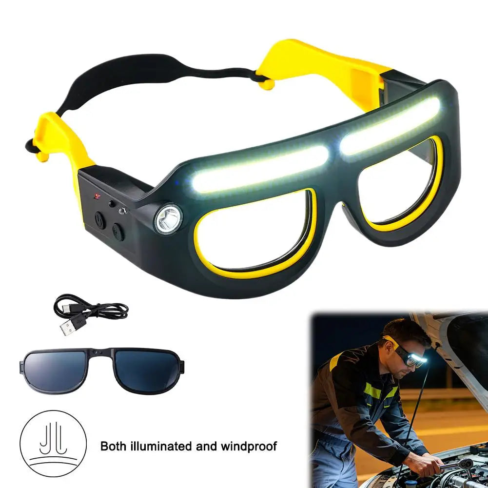 Lunettes de Protection LED Rechargeables 800 lm – Éclairage 5 Modes avec Capteur de Mouvement pour Travaux et Réparations