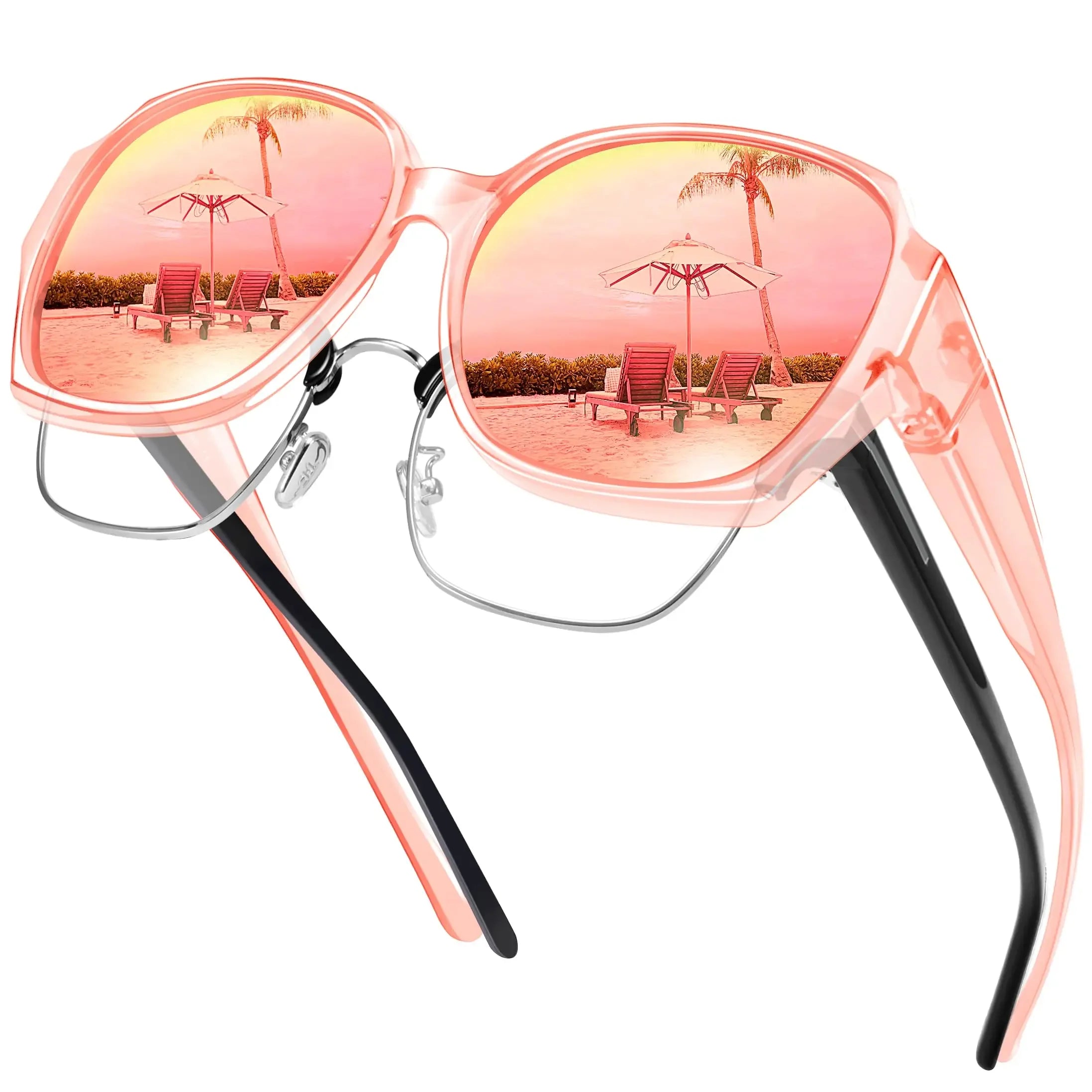 Sur Lunettes de Soleil Polarisées à Porter par-Dessus des Lunettes de Vue Femme – Protection UV400