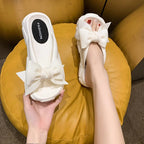 Tongs à semelle compensée avec nœud papillon pour femmes