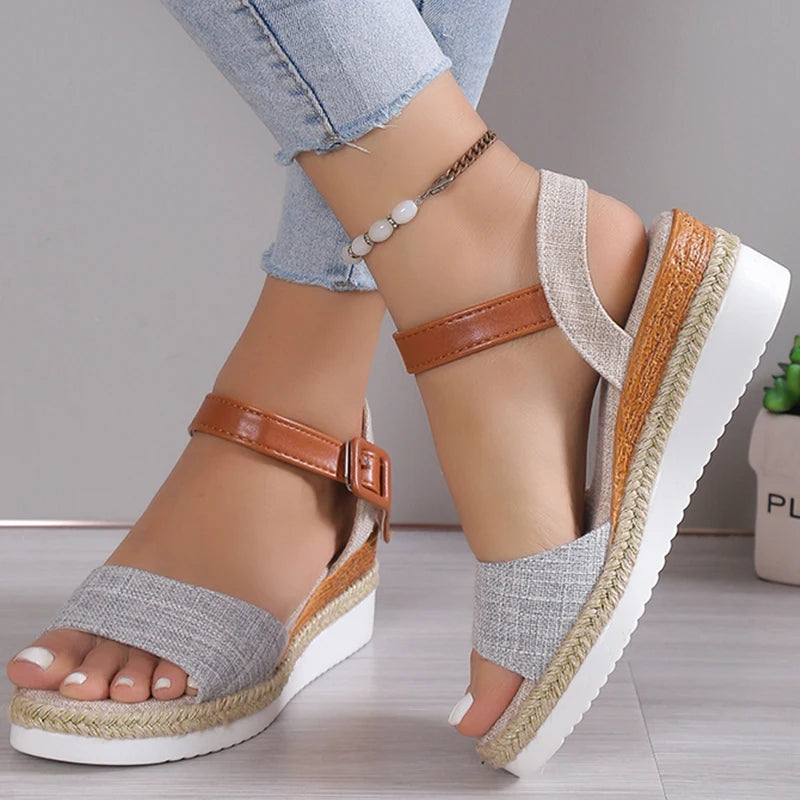 Sandales Confortables Peep-Toe à Bride Réglable
