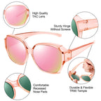 Sur Lunettes de Soleil Polarisées à Porter par-Dessus des Lunettes de Vue Femme – Protection UV400