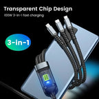 Chargeur USB Multi-Connectique 3 en 1 - 100W Haute Vitesse