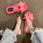 Tongs à semelle compensée avec nœud papillon pour femmes