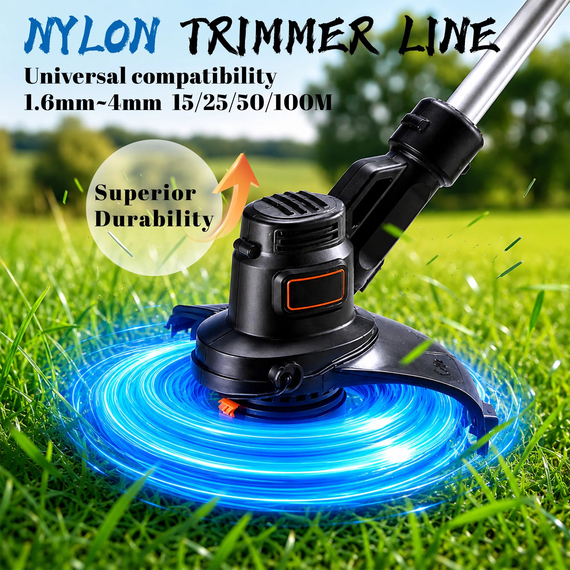 Fil Nylon Rond pour Débroussailleuse et Coupe-Bordures – Ø 1,6 à 4,0 mm, Rouleau 15 à 100 m – Fil de Coupe pour Tondeuse à Gazon
