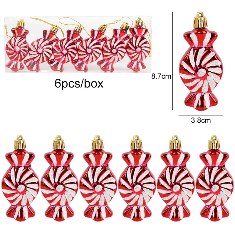 Lot de 6 Suspensions Bonbons de Noël