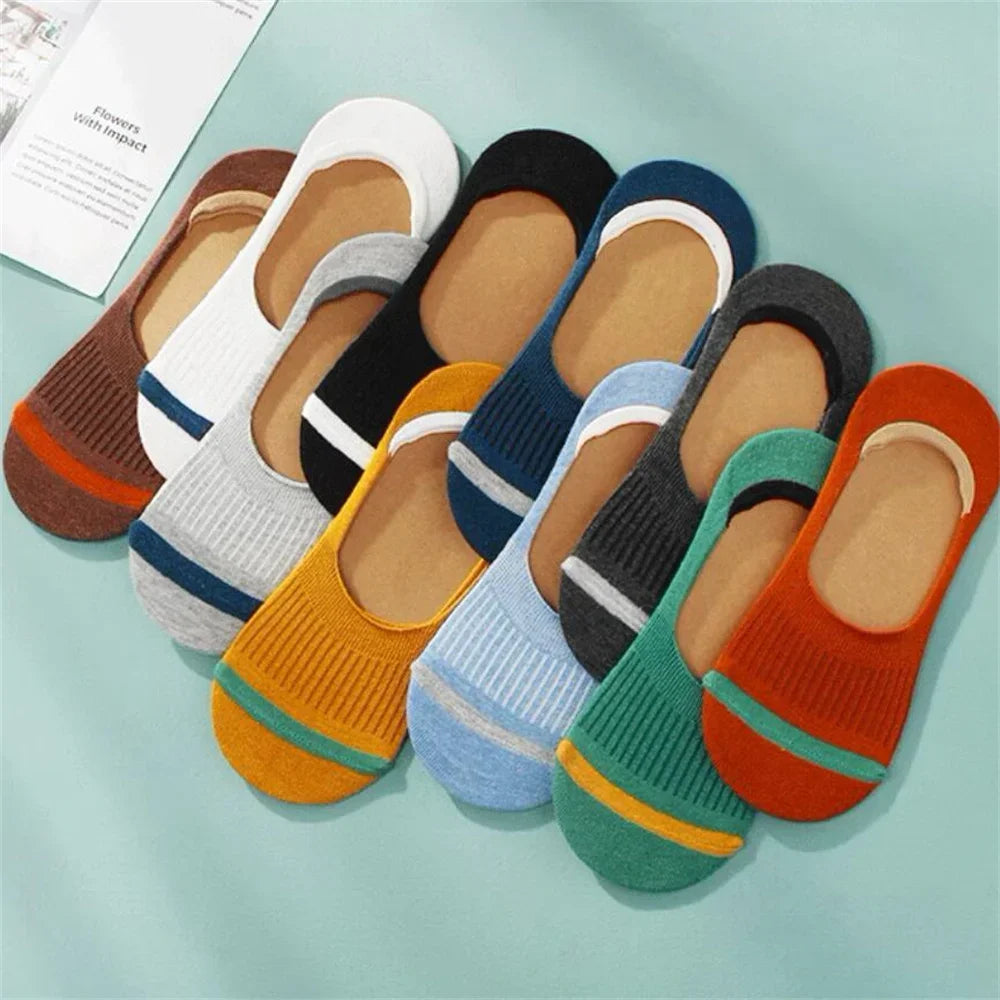 Lot de 10 Chaussettes Invisibles Antidérapantes Été