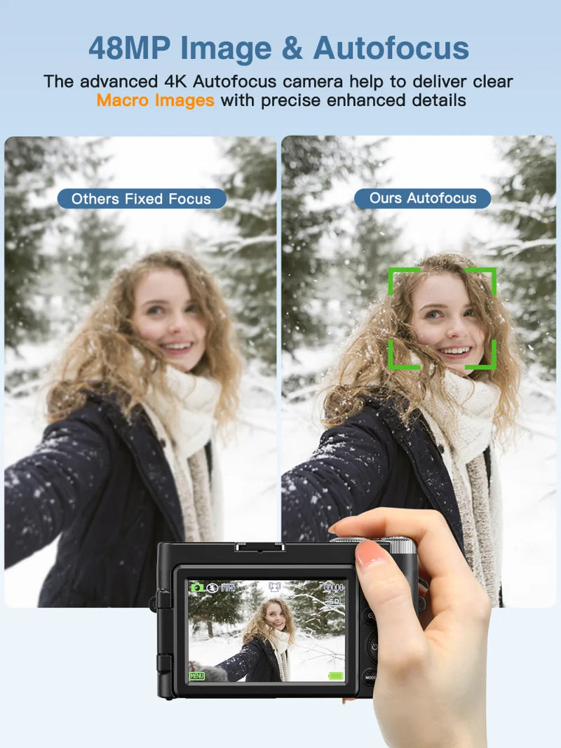 Appareil photo numérique 4K avec écran rabattable - Autofocus, Flash...