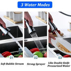 Aérateur de Robinet de Cuisine Universelle 3-en-1 – Orientable à 360°, 3 Modes de Jet & Rinçage Puissant