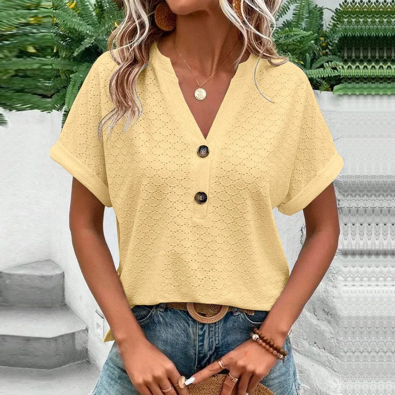 T-shirt Jacquard Élégant à Coupe Ample