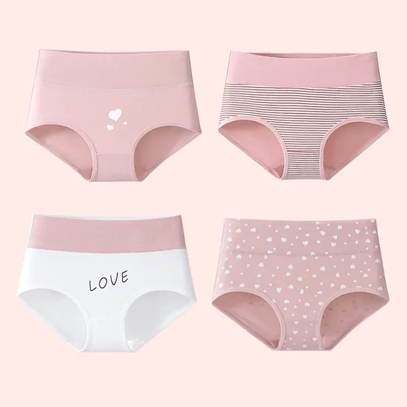 4x Culotte Taille Haute élastique en coton