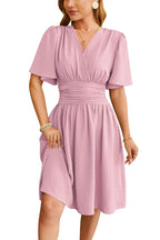 Robe en Coton à Col V & Taille Cintrée - Collection Été 2024