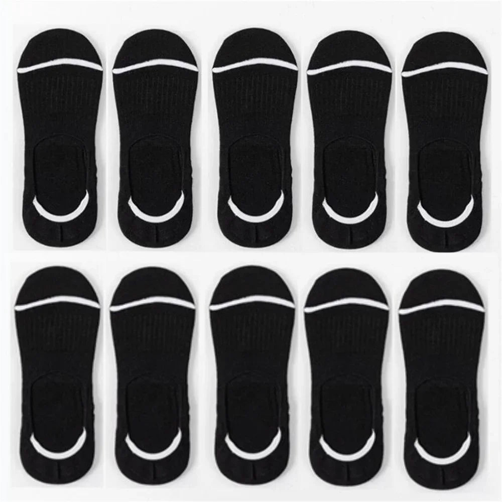 Pack of 10 Non-Slip Invisible Socks for Summer