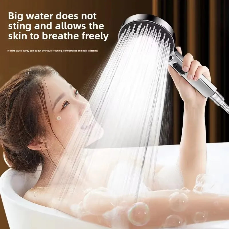Pommeau de douche haute pression 5 modes avec arrêt — filtre billes minérales anti-chlore