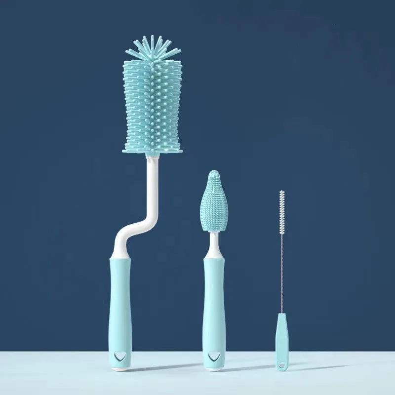 Ensemble de brosses en silicone pour nettoyage verre, biberons et paille