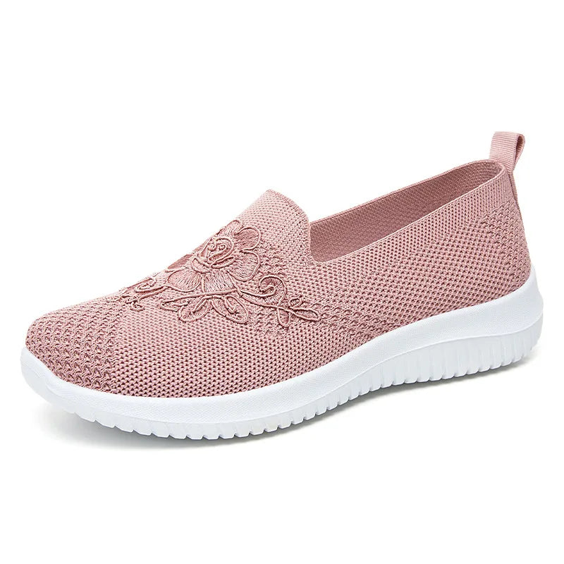 Baskets Slip-on en maille respirante Motif Surpiqûre Florale