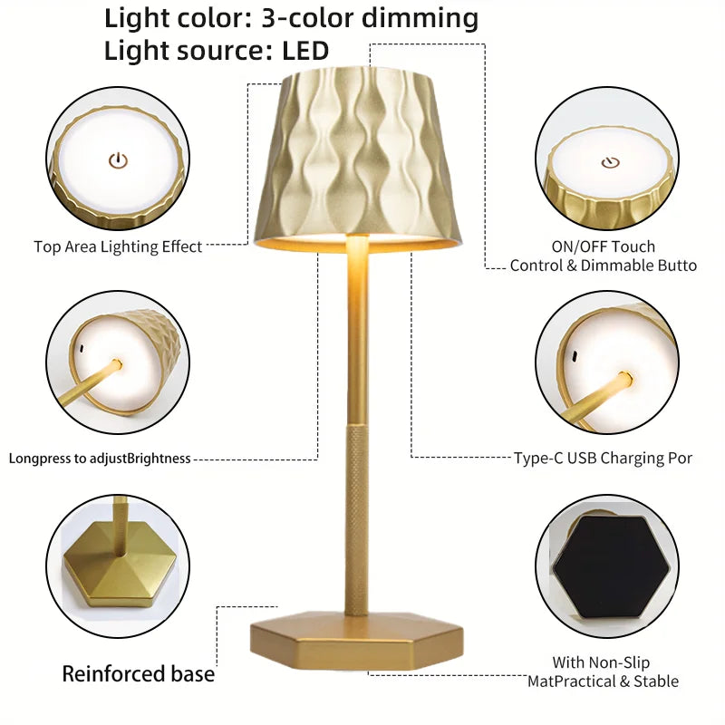 Lampe de Table LED Tactile – 3 Couleurs
