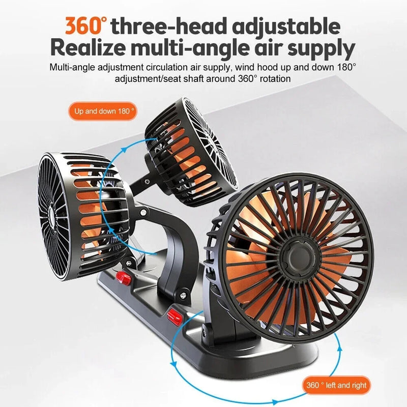 Ventilateur Voiture Silencieux 3 Têtes - USB