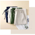 Pantalon Rétro en Coton & Lin Ample Femme - Mi-Saison