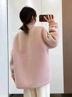 Veste en peluche à col en V pour femmes