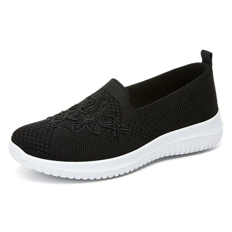 Baskets Slip-on en maille respirante Motif Surpiqûre Florale