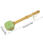 Brosse de douche en Bambou et Silicone souple long manche - 2 faces