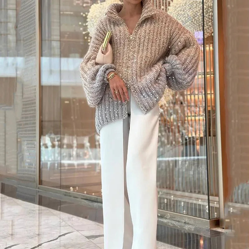 Cardigan maille épaisse scintillant