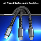 Chargeur USB Multi-Connectique 3 en 1 - 100W Haute Vitesse