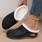 Mules Femme Fourrées pour l’Hiver – Bout Fermé, Semelle à Plateforme & Doublure Chaude et Douce
