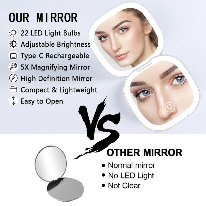 Mini Miroir avec LED portable - Zoom x10