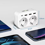 Multiprise murale 6 EN 1 - USB et USB-C - Charge rapide