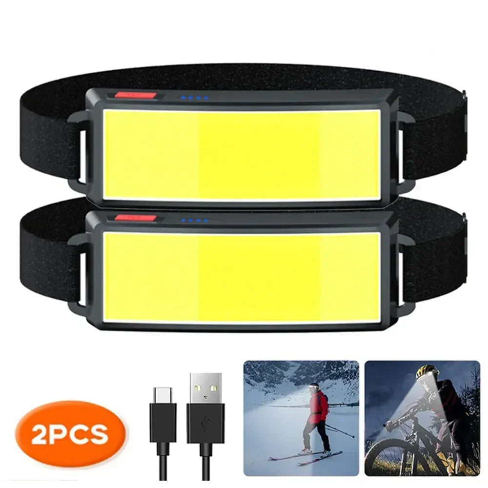 Lampe Frontale Projecteur LED COB 180° Rechargeable - 3 Modes