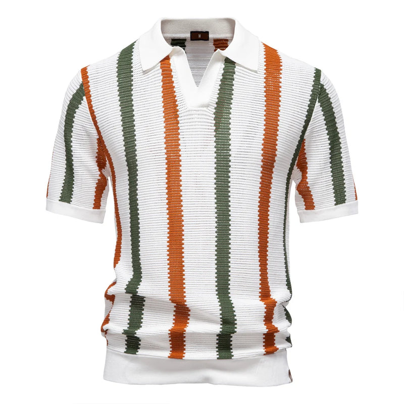 Polo Homme Respirant à Rayures Vintage