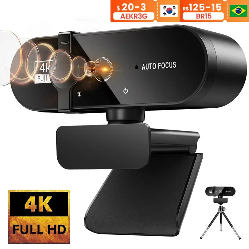 Webcam Full HD 2K 1080P 30FPS avec Microphone & Auto Focus avec Cache d'objectif