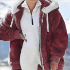 Manteau Chaud Femme en Fausse Fourrure à Capuche