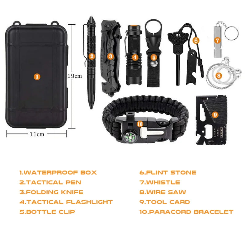 Kit de survie militaire pour aventure en plein air