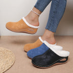 Mules Femme Fourrées pour l’Hiver – Bout Fermé, Semelle à Plateforme & Doublure Chaude et Douce